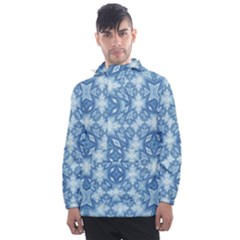 Blue Pattern Men s Front Pocket Pullover Windbreaker