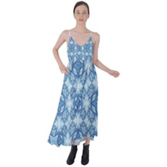 Blue Pattern Tie Back Maxi Dress