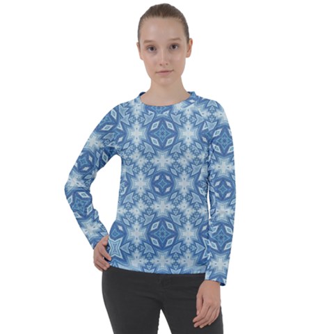 Blue Pattern Women s Long Sleeve Raglan Tee by Dazzleway