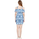 Blue pattern Shoulder Frill Bodycon Summer Dress View2