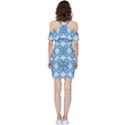 Blue pattern Shoulder Frill Bodycon Summer Dress View4