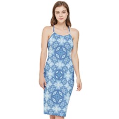 Blue Pattern Bodycon Cross Back Summer Dress