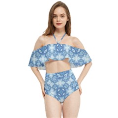 Blue Pattern Halter Flowy Bikini Set  by Dazzleway