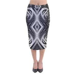 Black And White Velvet Midi Pencil Skirt by Dazzleway