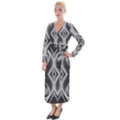 Black And White Velvet Maxi Wrap Dress