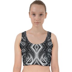 Black And White Velvet Racer Back Crop Top by Dazzleway