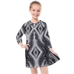 Black And White Kids  Quarter Sleeve Shirt Dress by Dazzleway