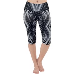 Black And White Lightweight Velour Cropped Yoga Leggings by Dazzleway