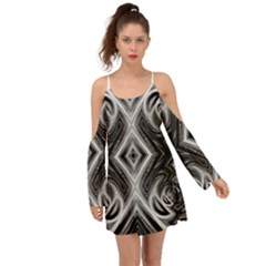 Black And White Kimono Sleeves Boho Dress