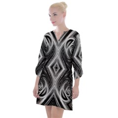 Black And White Open Neck Shift Dress by Dazzleway