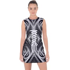 Black And White Lace Up Front Bodycon Dress by Dazzleway