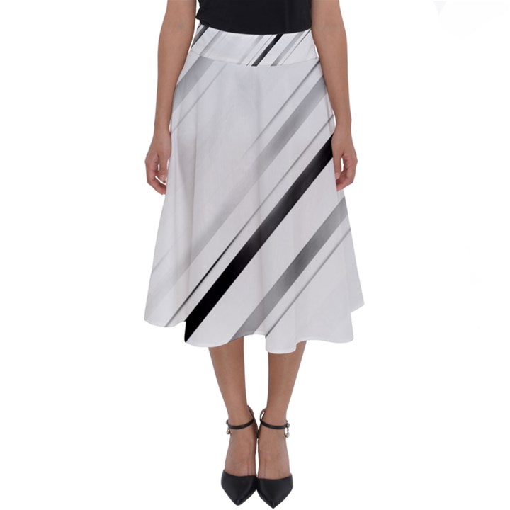 High contrast minimalist black and white modern abstract linear geometric style design Perfect Length Midi Skirt