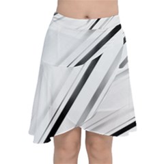 High Contrast Minimalist Black And White Modern Abstract Linear Geometric Style Design Chiffon Wrap Front Skirt