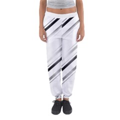 High Contrast Minimalist Black And White Modern Abstract Linear Geometric Style Design Women s Jogger Sweatpants by dflcprintsclothing