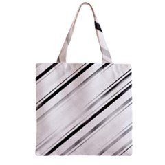 High Contrast Minimalist Black And White Modern Abstract Linear Geometric Style Design Zipper Grocery Tote Bag by dflcprintsclothing