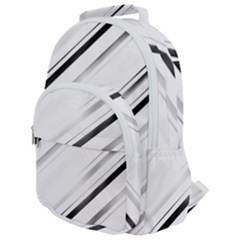 High Contrast Minimalist Black And White Modern Abstract Linear Geometric Style Design Rounded Multi Pocket Backpack