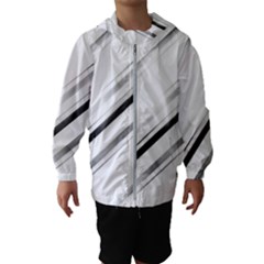 High Contrast Minimalist Black And White Modern Abstract Linear Geometric Style Design Kids  Hooded Windbreaker by dflcprintsclothing