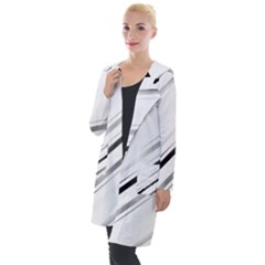 High Contrast Minimalist Black And White Modern Abstract Linear Geometric Style Design Hooded Pocket Cardigan by dflcprintsclothing