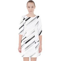 High Contrast Minimalist Black And White Modern Abstract Linear Geometric Style Design Pocket Dress by dflcprintsclothing