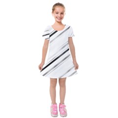 High Contrast Minimalist Black And White Modern Abstract Linear Geometric Style Design Kids  Short Sleeve Velvet Dress