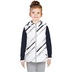 High Contrast Minimalist Black And White Modern Abstract Linear Geometric Style Design Kids  Hooded Puffer Vest