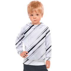 High Contrast Minimalist Black And White Modern Abstract Linear Geometric Style Design Kids  Hooded Pullover by dflcprintsclothing