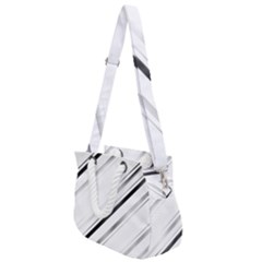 High Contrast Minimalist Black And White Modern Abstract Linear Geometric Style Design Rope Handles Shoulder Strap Bag by dflcprintsclothing