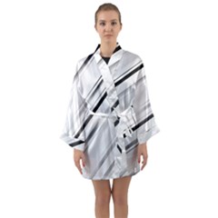 High Contrast Minimalist Black And White Modern Abstract Linear Geometric Style Design Long Sleeve Satin Kimono by dflcprintsclothing