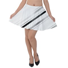 High Contrast Minimalist Black And White Modern Abstract Linear Geometric Style Design Velvet Skater Skirt