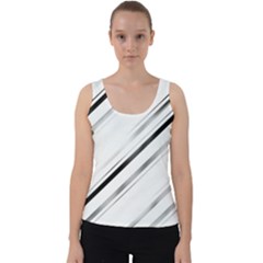 High Contrast Minimalist Black And White Modern Abstract Linear Geometric Style Design Velvet Tank Top by dflcprintsclothing