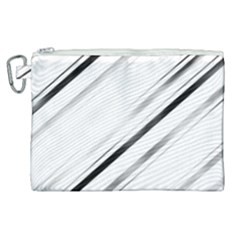 High Contrast Minimalist Black And White Modern Abstract Linear Geometric Style Design Canvas Cosmetic Bag (xl)