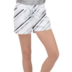 High Contrast Minimalist Black And White Modern Abstract Linear Geometric Style Design Velour Lounge Shorts