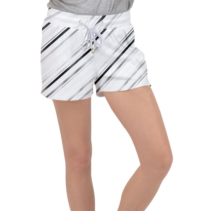 High contrast minimalist black and white modern abstract linear geometric style design Velour Lounge Shorts