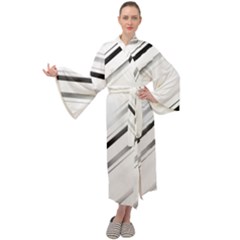 High Contrast Minimalist Black And White Modern Abstract Linear Geometric Style Design Maxi Velour Kimono by dflcprintsclothing