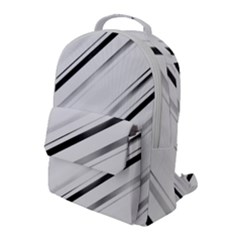 High Contrast Minimalist Black And White Modern Abstract Linear Geometric Style Design Flap Pocket Backpack (large)