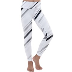 High Contrast Minimalist Black And White Modern Abstract Linear Geometric Style Design Kids  Lightweight Velour Classic Yoga Leggings