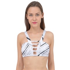 High Contrast Minimalist Black And White Modern Abstract Linear Geometric Style Design Cage Up Bikini Top