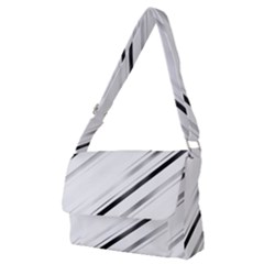 High Contrast Minimalist Black And White Modern Abstract Linear Geometric Style Design Full Print Messenger Bag (m) by dflcprintsclothing