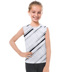 High Contrast Minimalist Black And White Modern Abstract Linear Geometric Style Design Kids  Mesh Tank Top by dflcprintsclothing