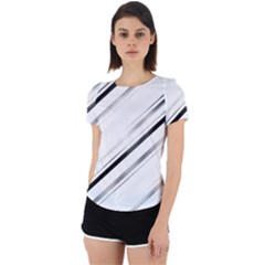 High Contrast Minimalist Black And White Modern Abstract Linear Geometric Style Design Back Cut Out Sport Tee by dflcprintsclothing