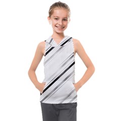 High Contrast Minimalist Black And White Modern Abstract Linear Geometric Style Design Kids  Sleeveless Hoodie by dflcprintsclothing