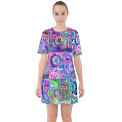 Mushrooms Sixties Short Sleeve Mini Dress