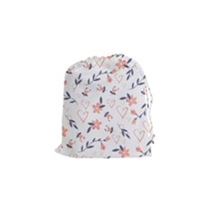 Flowers And Hearts Drawstring Pouch (small)