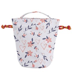 Flowers And Hearts Drawstring Bucket Bag