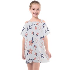 Flowers And Hearts Kids  One Piece Chiffon Dress