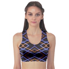 Intersecting Diamonds Motif Print Pattern Sports Bra by dflcprintsclothing