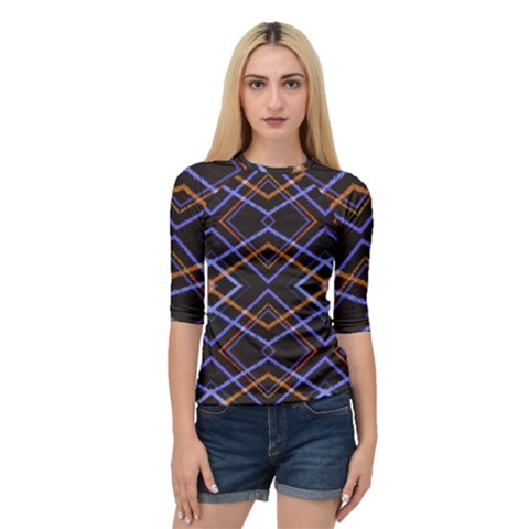 Intersecting Diamonds Motif Print Pattern Quarter Sleeve Raglan Tee by dflcprintsclothing