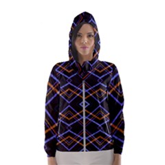 Intersecting Diamonds Motif Print Pattern Women s Hooded Windbreaker by dflcprintsclothing