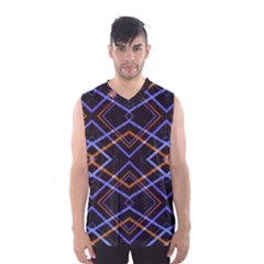 Intersecting Diamonds Motif Print Pattern Men s Basketball Tank Top by dflcprintsclothing