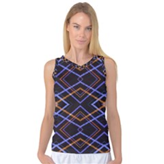 Intersecting Diamonds Motif Print Pattern Women s Basketball Tank Top by dflcprintsclothing